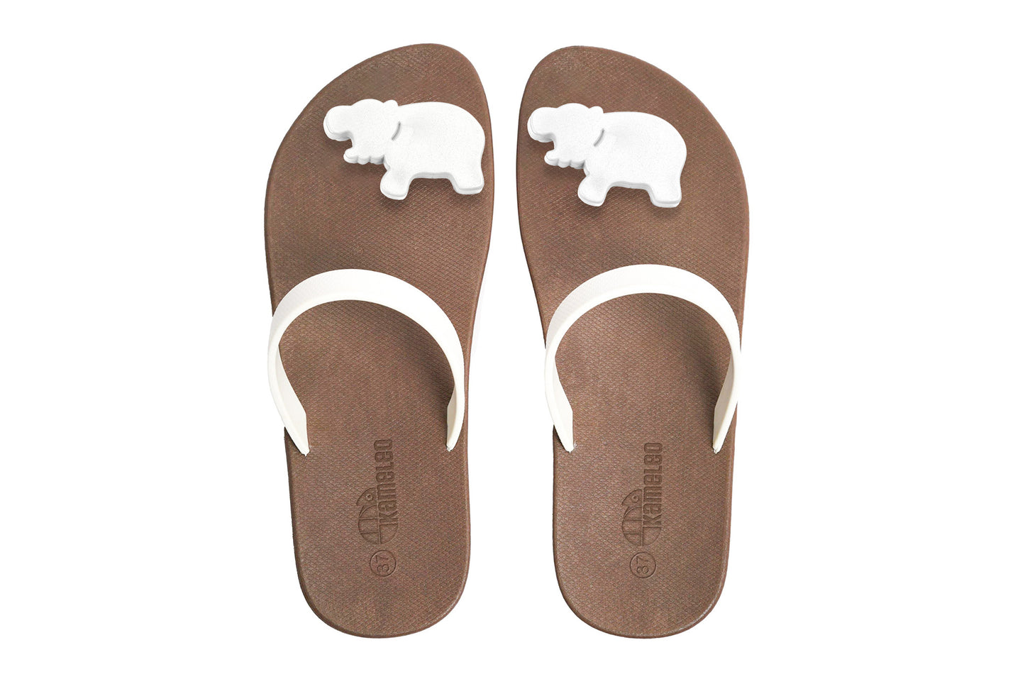 Poppi Hippo Brown Sole White Strap