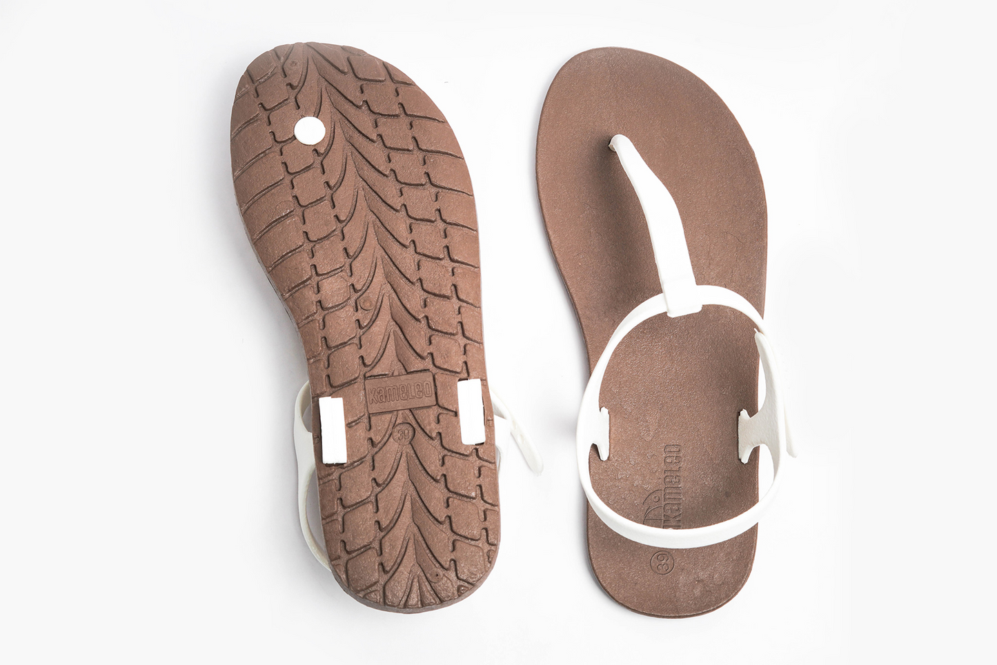 Saily Brown Sole White Strap