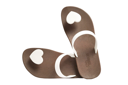 Poppi Heart Brown Sole White Strap