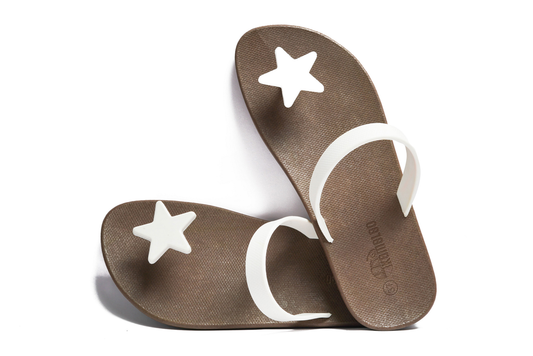 Poppi Star Brown Sole White Strap