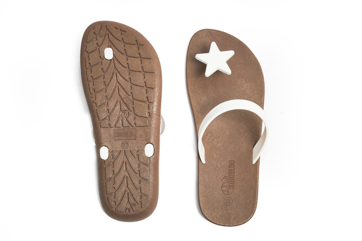 Poppi Star Brown Sole White Strap