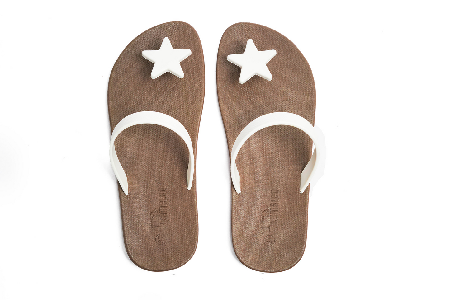 Poppi Star Brown Sole White Strap