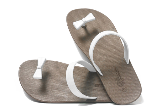 Poppi Bow Brown Sole White Strap