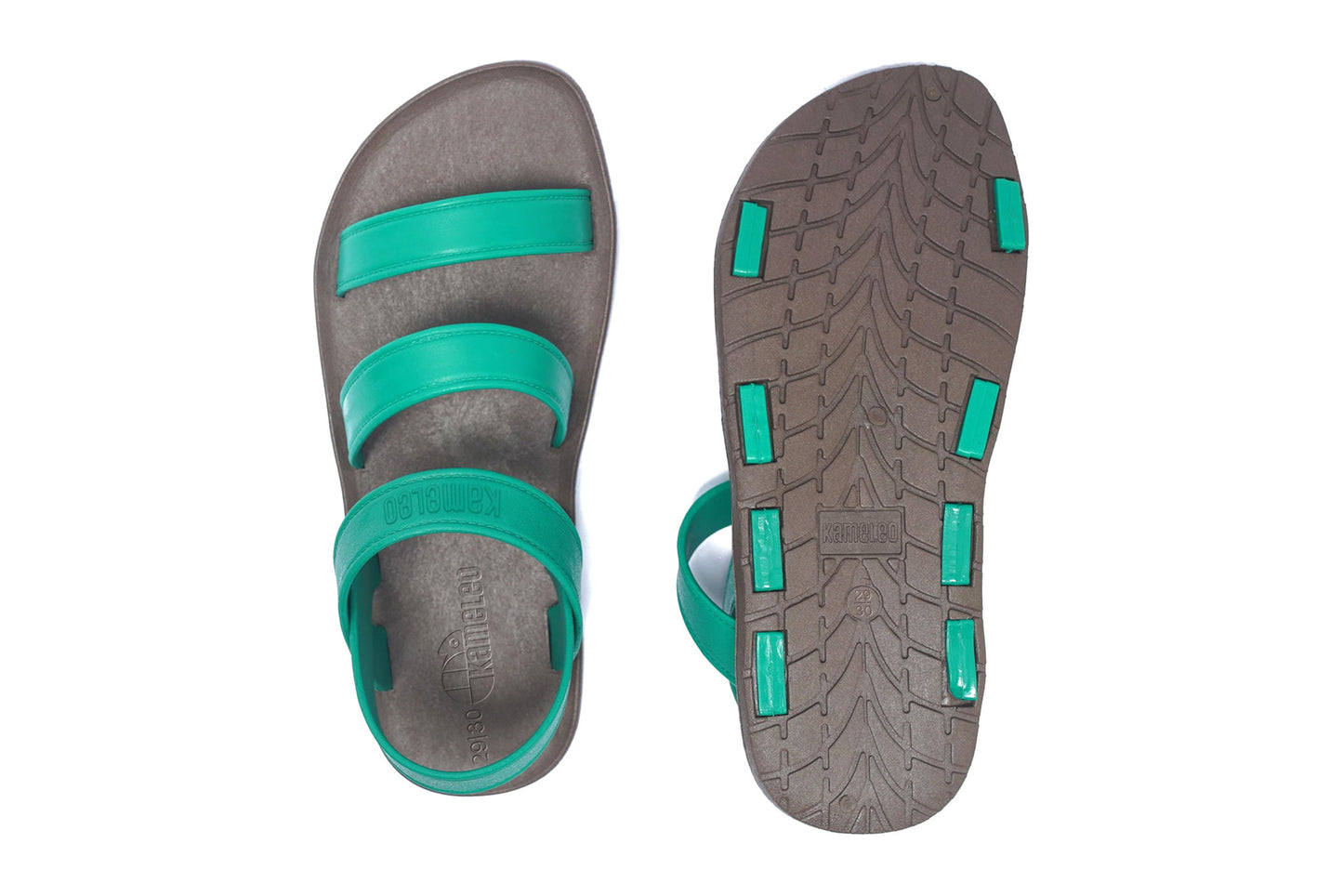 Twin Plus Kids Brown Sole Green Strap