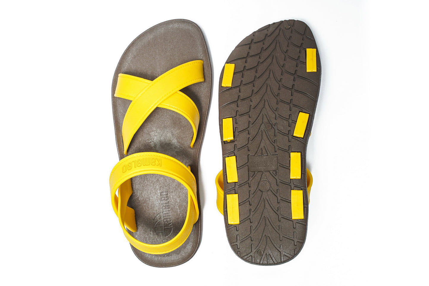Cross Plus Kids Brown Sole Yellow Strap