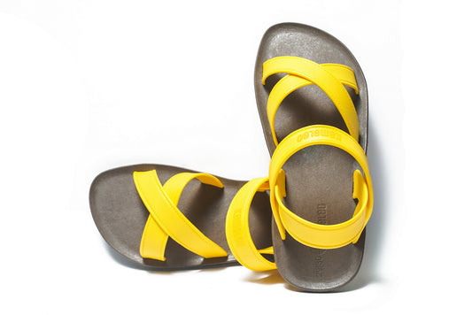 Cross Plus Kids Brown Sole Yellow Strap