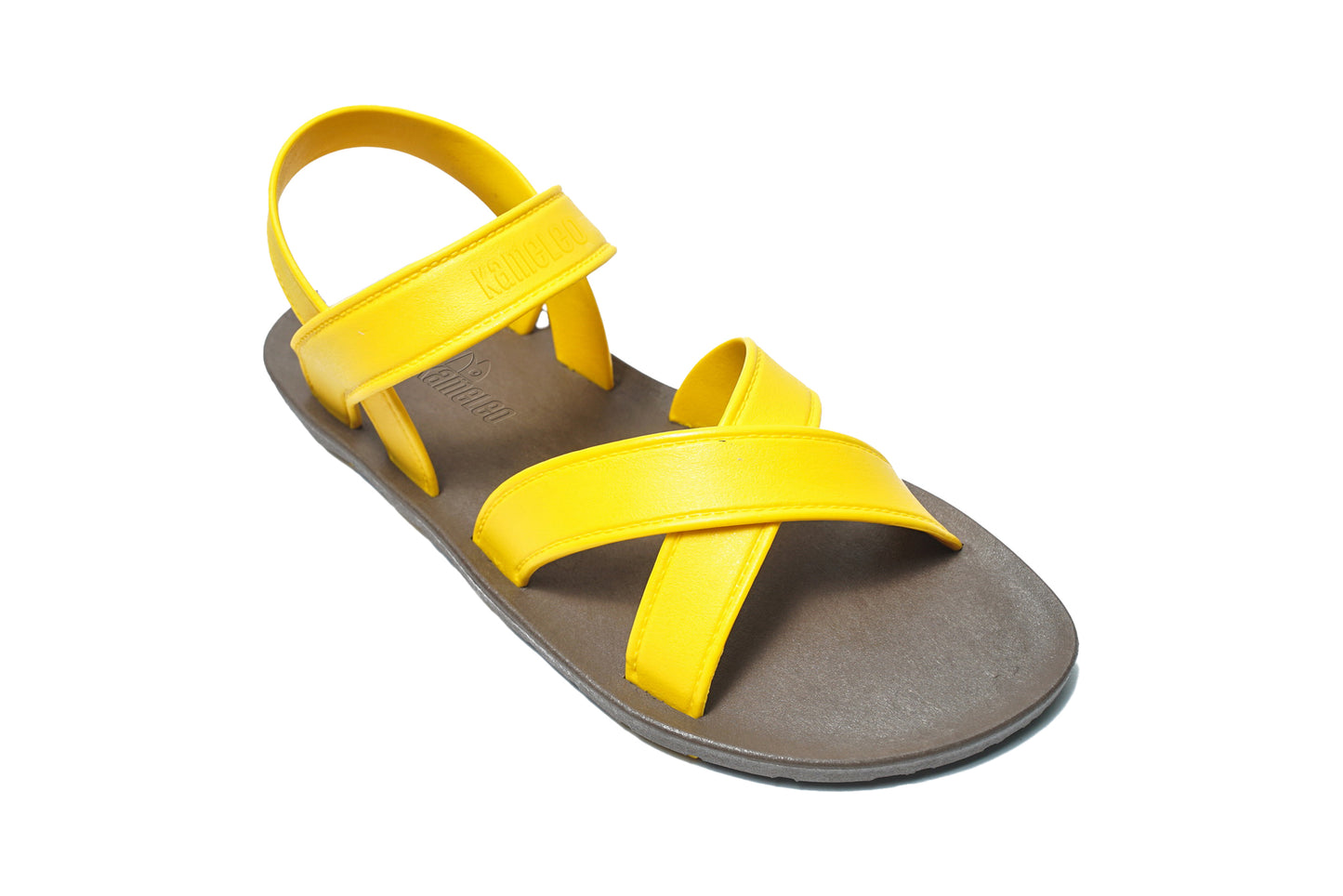 Cross Plus Kids Brown Sole Yellow Strap