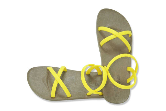 Cross Slim Brown Sole Yellow Strap