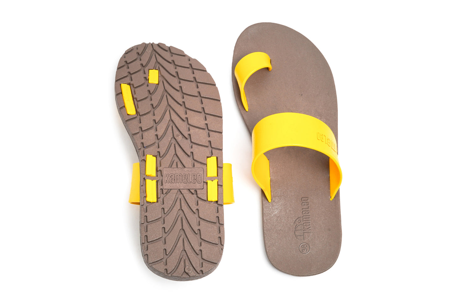 Pop Thumb Brown Sole Yellow Strap