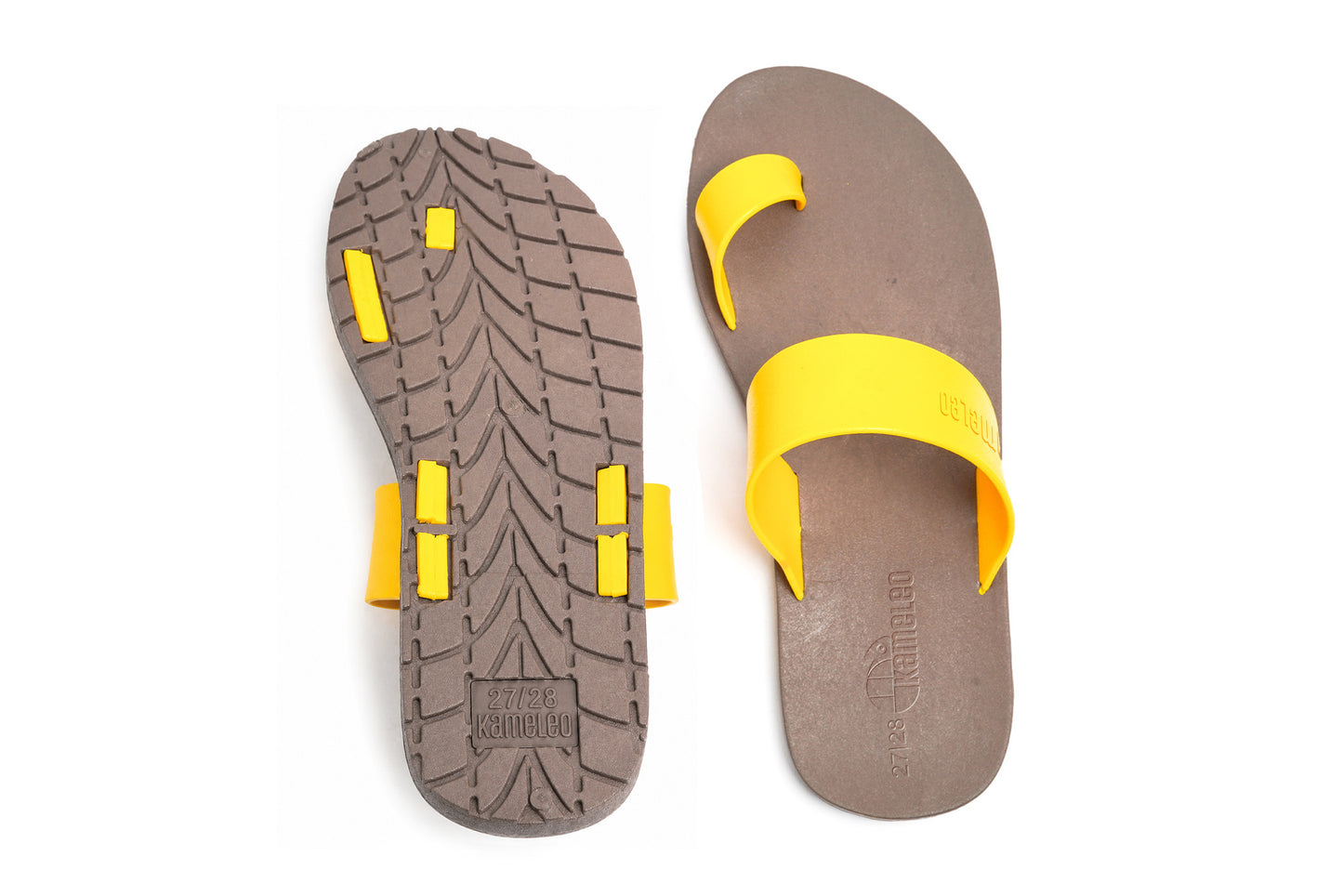 Pop Thumb Kids Brown Sole Yellow Strap