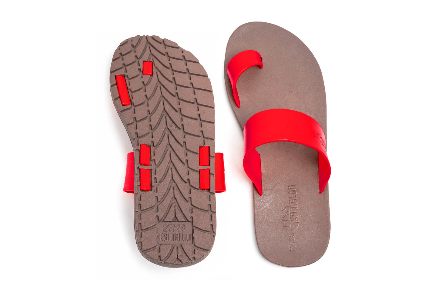 Pop Thumb Kids Brown Sole Red Strap
