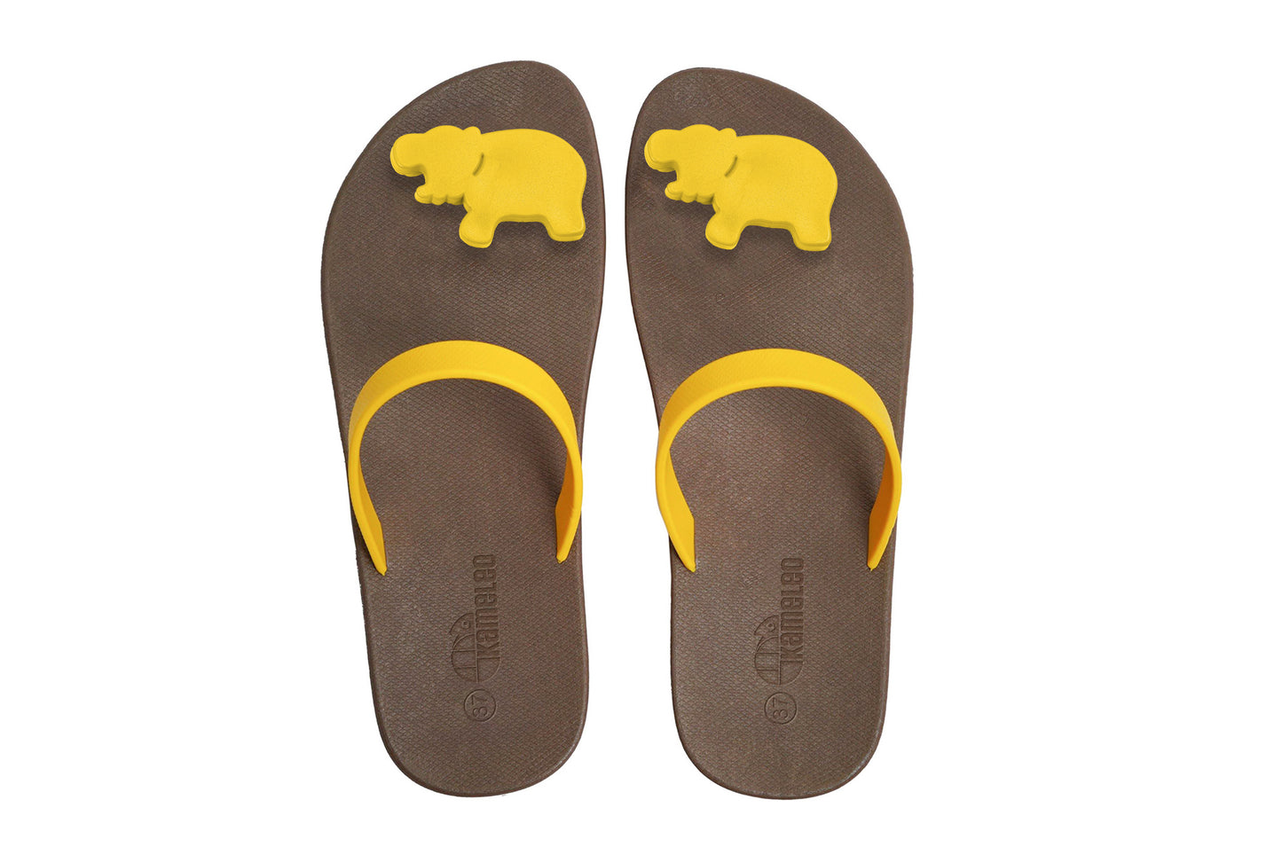 Poppi Hippo Brown Sole Yellow Strap