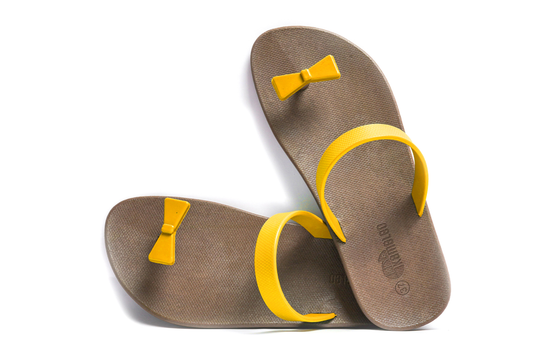 Poppi Bow Brown Sole Yellow Strap