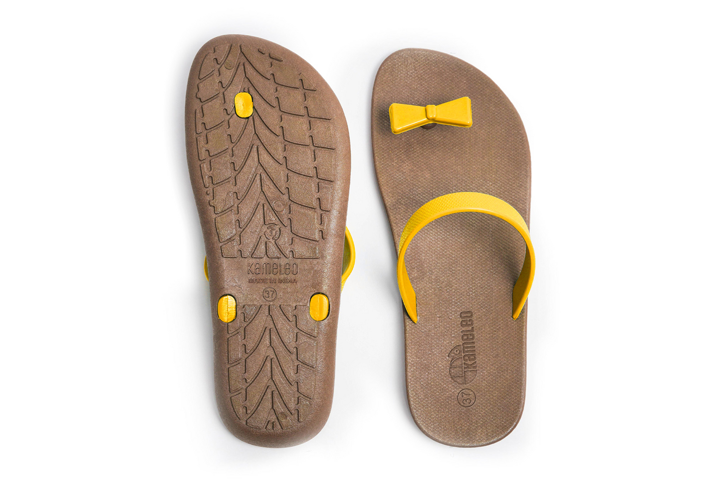 Poppi Bow Brown Sole Yellow Strap