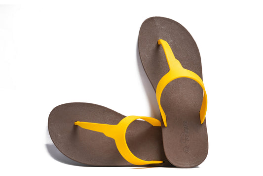 Thongs Brown Sole Yellow Strap