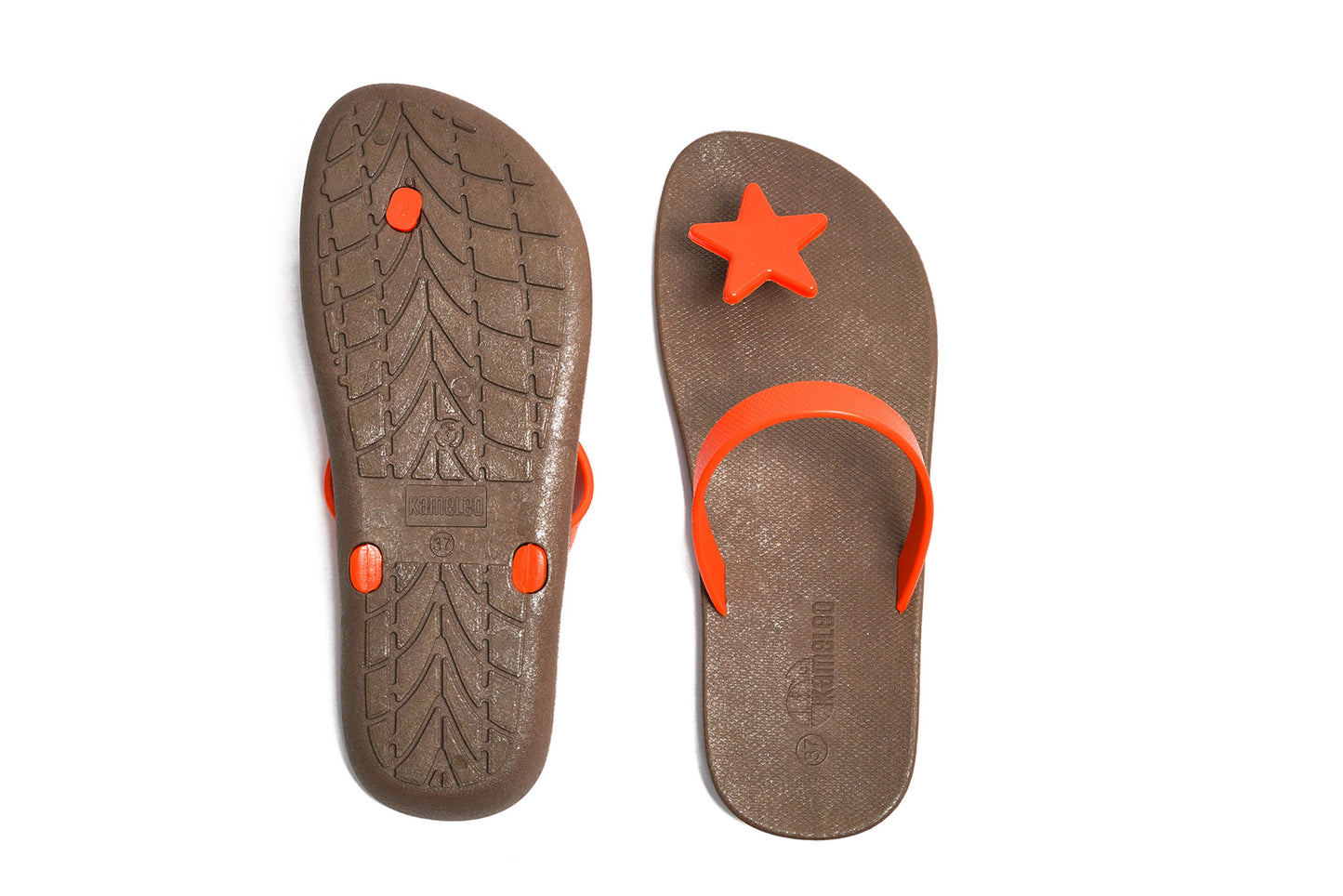 Poppi Star Brown Sole Orange Strap
