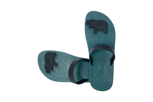 Poppi Hippo Green Sole Black Strap