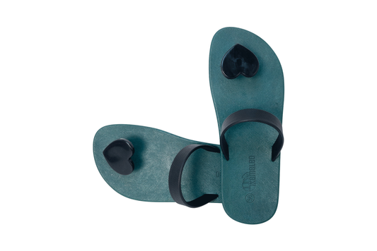 Poppi Heart Green Sole Black Strap