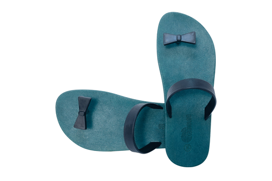 Poppi Bow Green Sole Black Strap