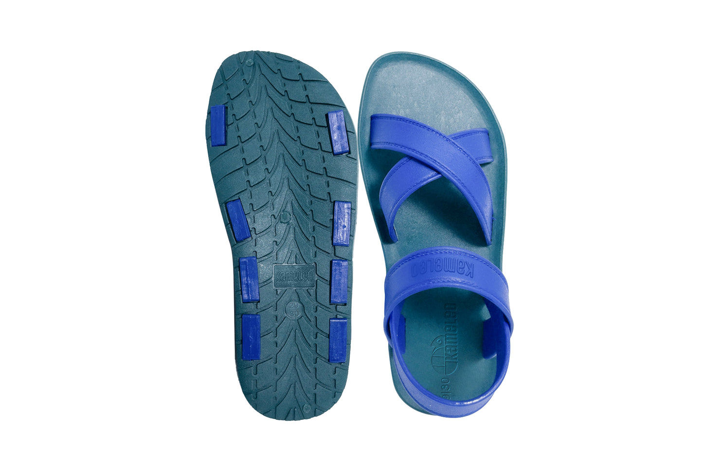 Cross Plus Kids Green Sole Blue Strap
