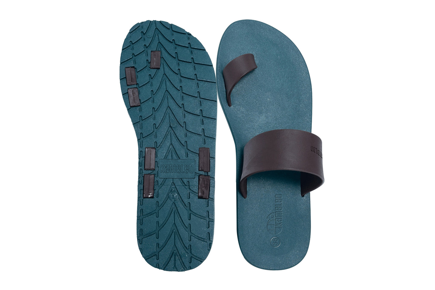 Pop Thumb Green Sole Brown Strap