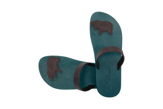 Poppi Hippo Green Sole Brown Strap