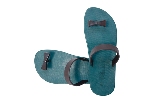 Poppi Bow Green Sole Brown Strap