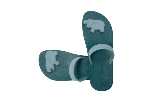 Poppi Hippo Green Sole Grey Strap