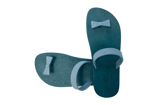 Poppi Bow Green Sole Grey Strap