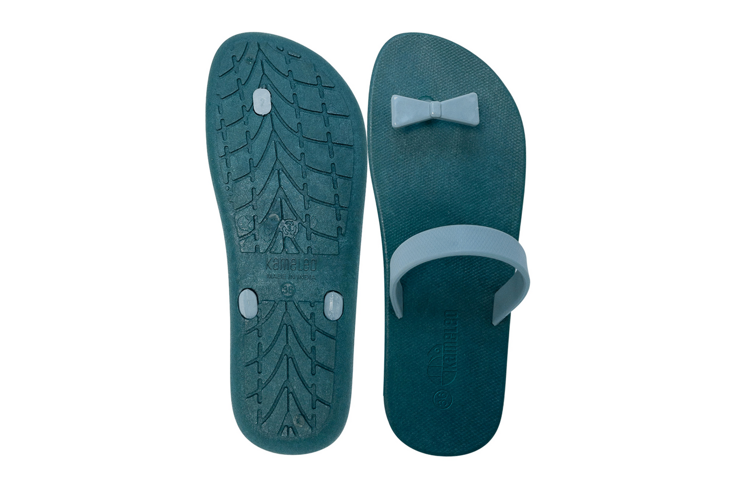 Poppi Bow Green Sole Grey Strap