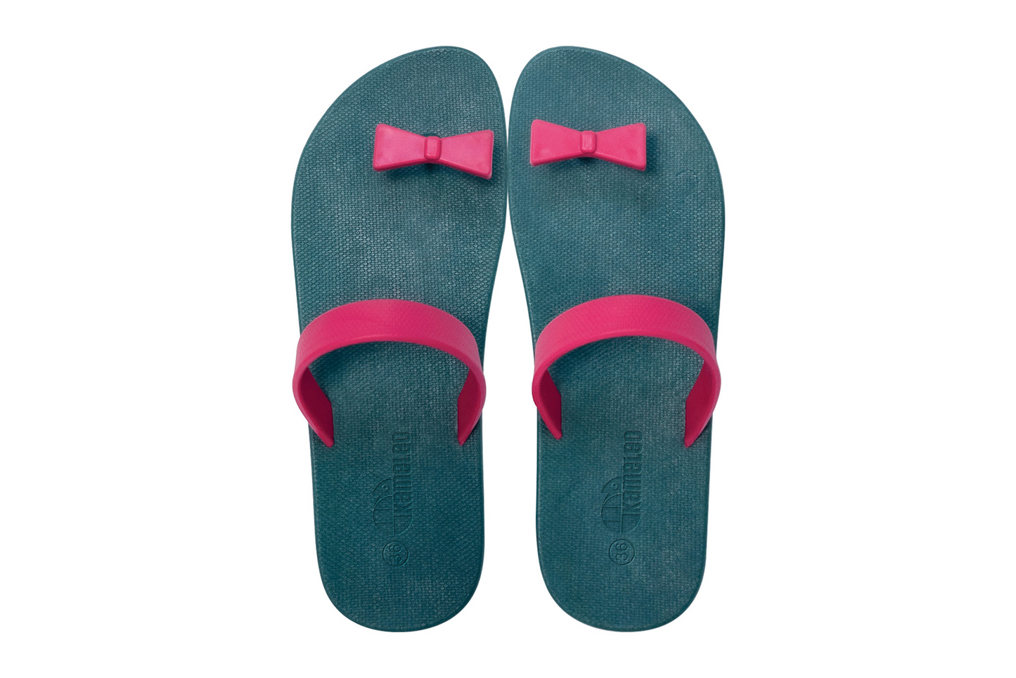 Poppi Bow Green Sole Pink Strap