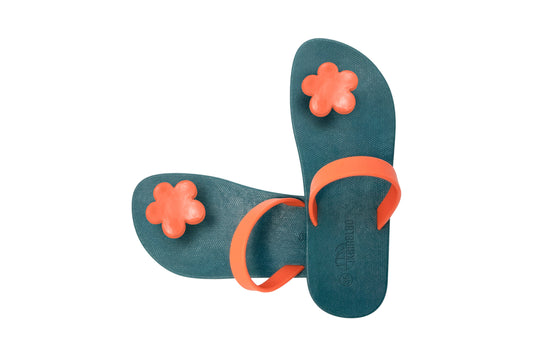 Poppi Flora Green Sole Orange Strap
