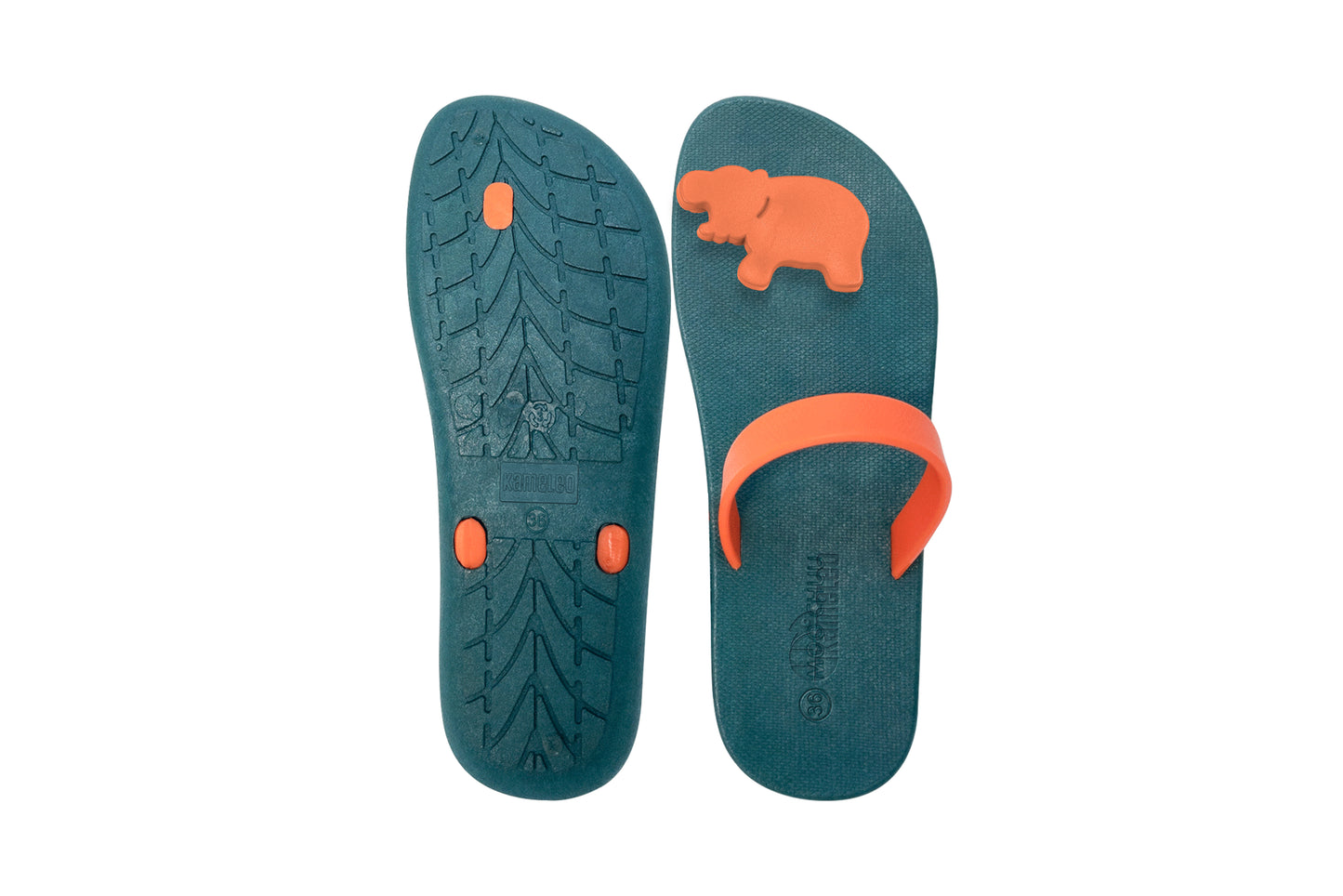 Poppi Hippo Green Sole Orange Strap