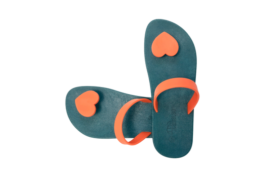 Poppi Heart Green Sole Orange Strap