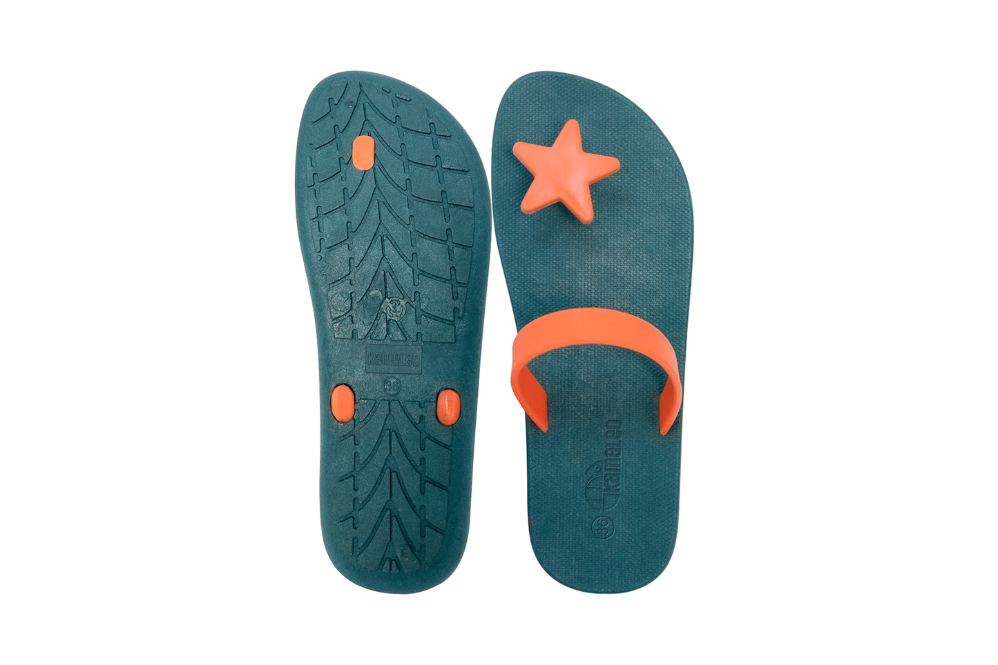 Poppi Star Green Sole Orange Strap
