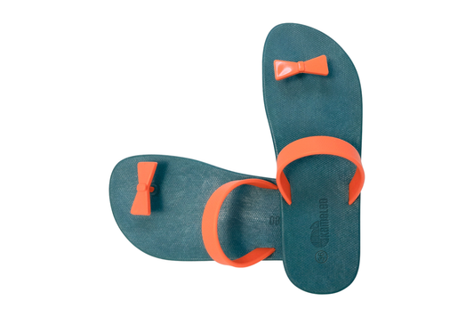 Poppi Bow Green Sole Orange Strap
