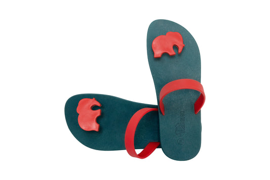 Poppi Ellie Green Sole Red Strap