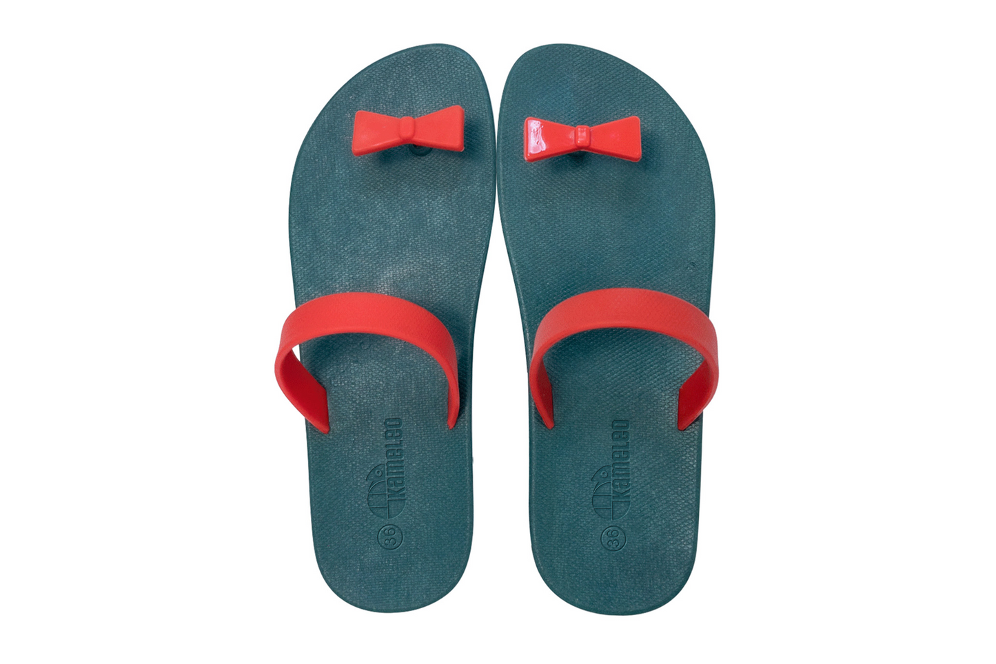 Poppi Bow Green Sole Red Strap