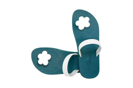 Poppi Flora Green Sole White Strap