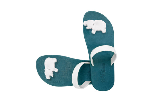 Poppi Hippo Green Sole White Strap