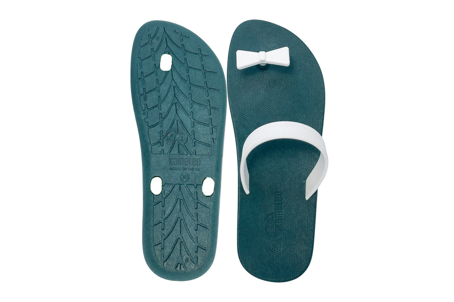 Poppi Bow Green Sole White Strap