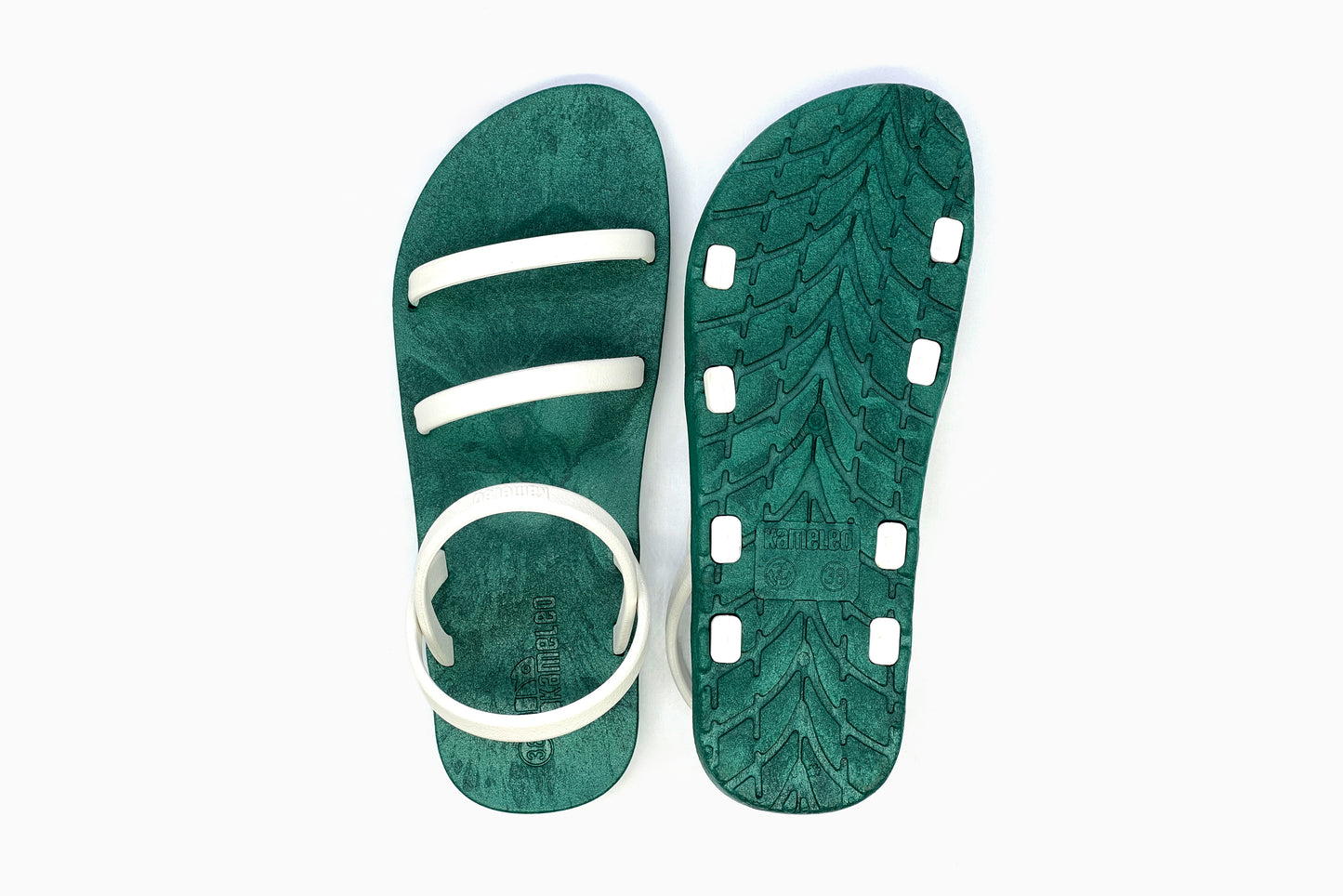 Twin Slim Green Sole White Strap