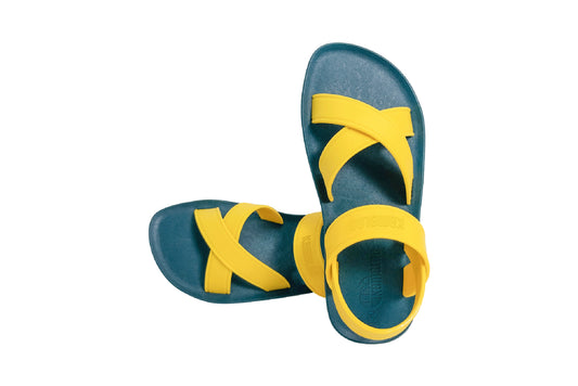 Cross Plus Kids Green Sole Yellow Strap