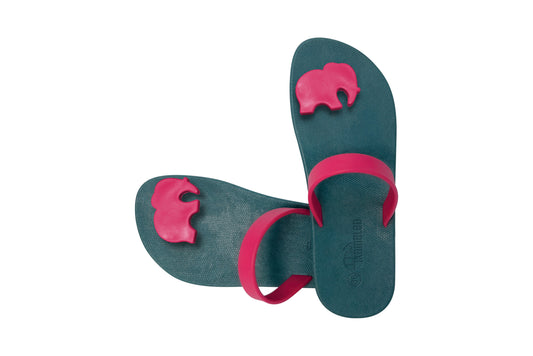 Poppi Ellie Green Sole Pink Strap