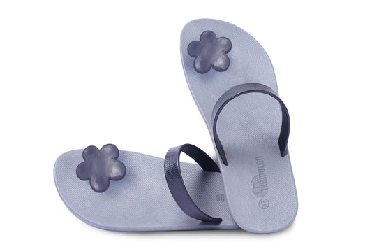Poppi Flora Grey Sole Black Strap