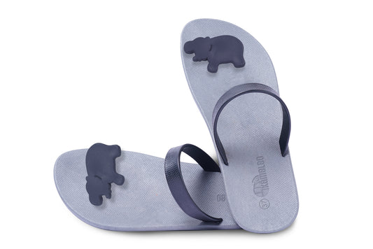 Poppi Hippo Grey Sole Black Strap