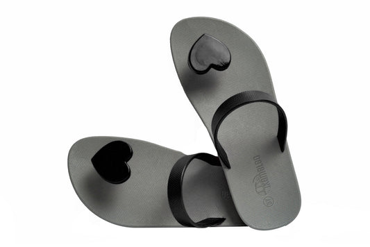 Poppi Heart Grey Sole Black Strap