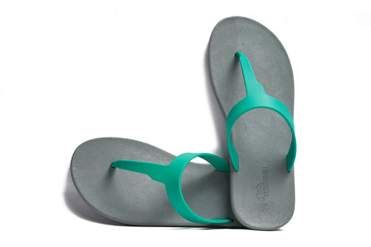 Thongs Grey Sole Green Strap