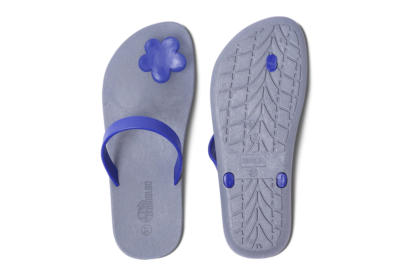 Poppi Flora Grey Sole Blue Strap