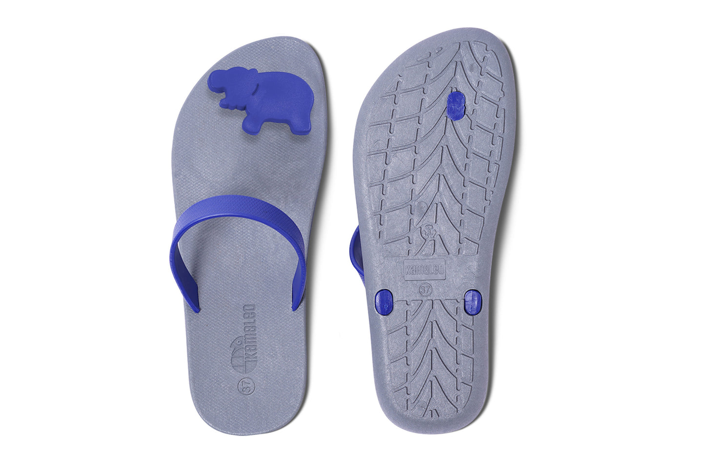 Poppi Hippo Grey Sole Blue Strap